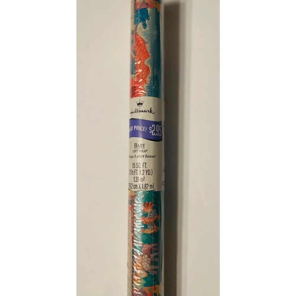 Hallmark Vintage Gift Wrap “A Baby is a Blessing” Noah’s‎ Ark New Sealed